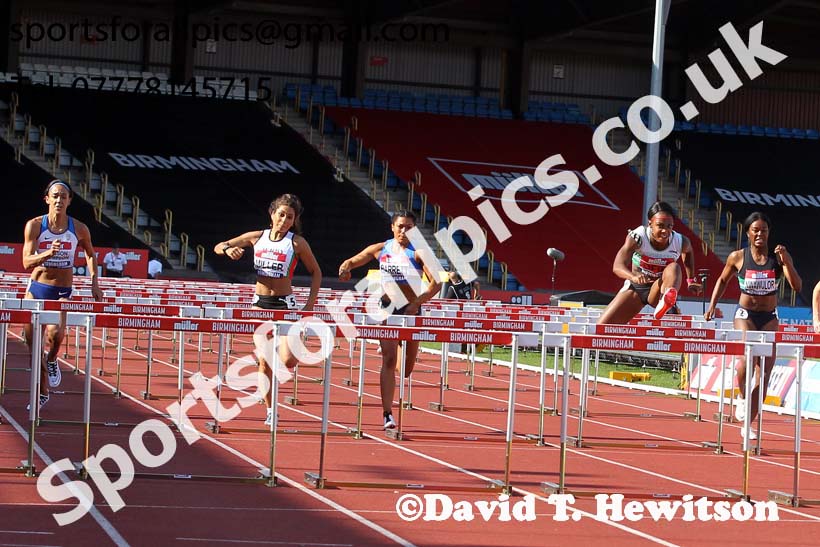 Womens 100 metres hurdles, 2019 Muller British Championships, Alexander Stadium, Birmingham. Photo: David T. Hewitson/Sports for All Pics